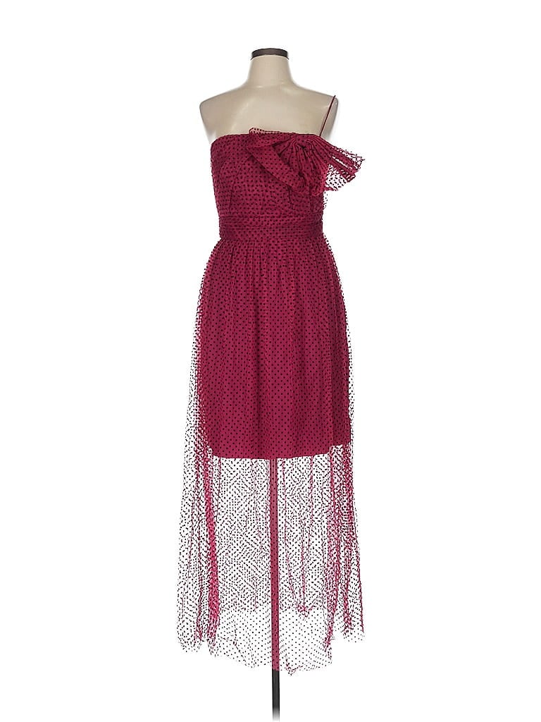 ML Monique Lhuillier Polka Dots Burgundy Cocktail Dress Size 10 - photo 1
