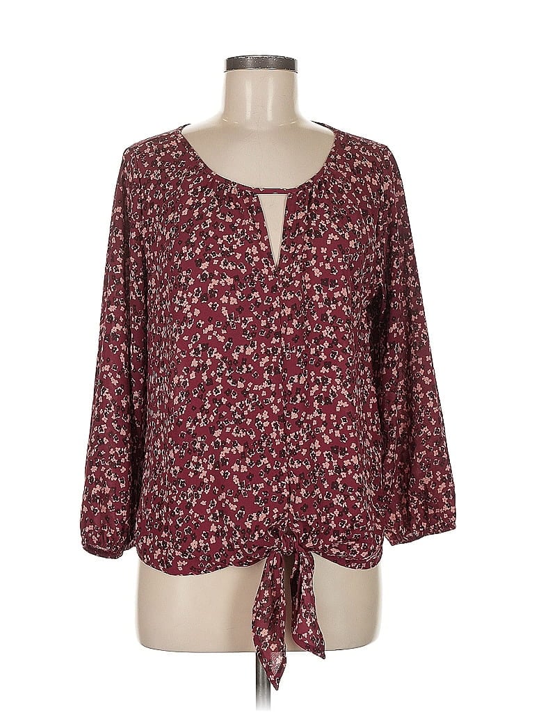 West Kei 100% Polyester Burgundy 3/4 Sleeve Blouse Size M - photo 1