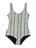 Onzie Chevron-herringbone Gray One Piece Swimsuit Size M - photo 1