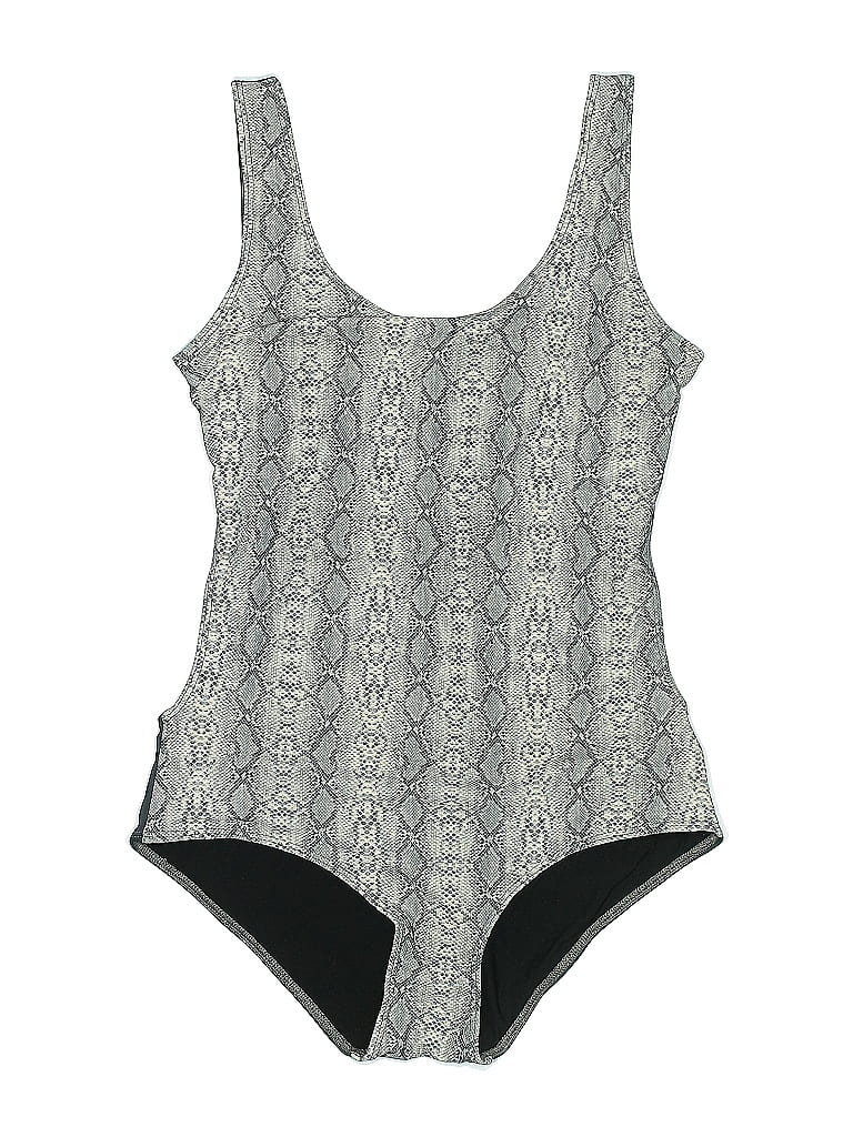 Onzie Chevron-herringbone Gray One Piece Swimsuit Size M - photo 1