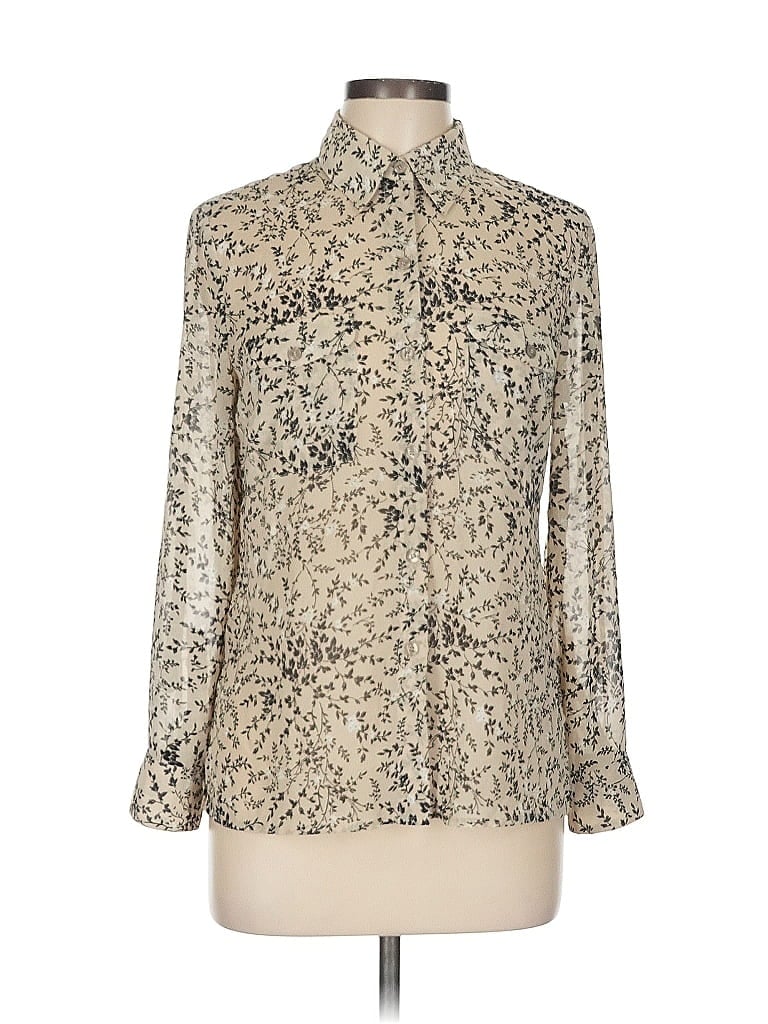 Pre-owned Evan Picone Long Sleeve Blouse In White