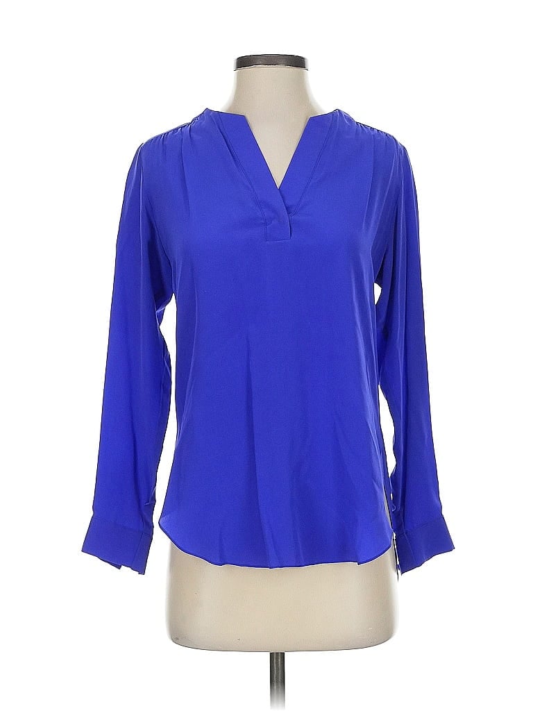 Pre-owned Amanda Uprichard 3/4 Sleeve Silk Top Purple Open Neckline Tops