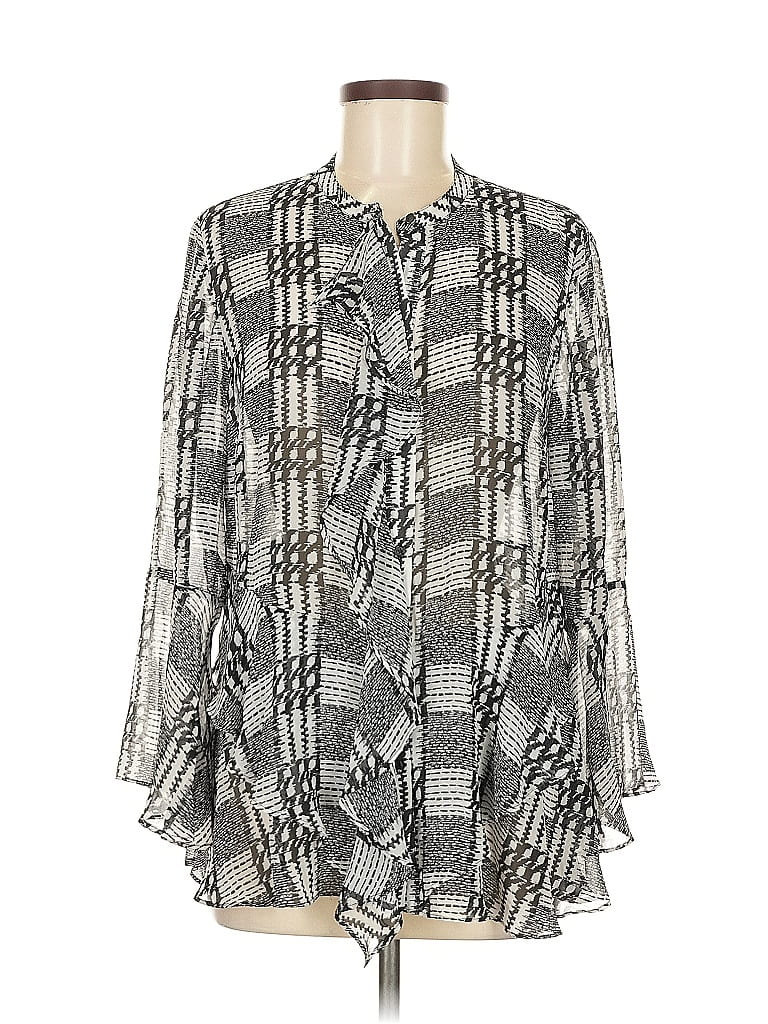 Pre-owned Chico's Long Sleeve Blouse In Gray