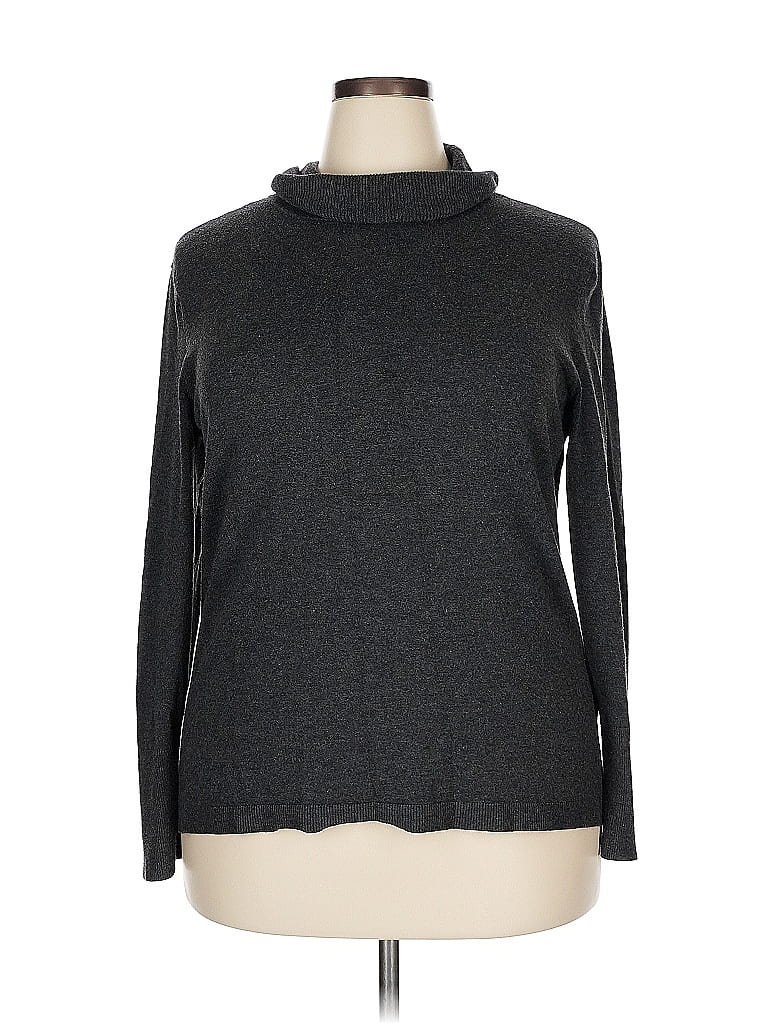 Click to view more detailed imagery on our partner's website Pre-owned Jm Collection Long Sleeve Top Gray Turtleneck Tops
