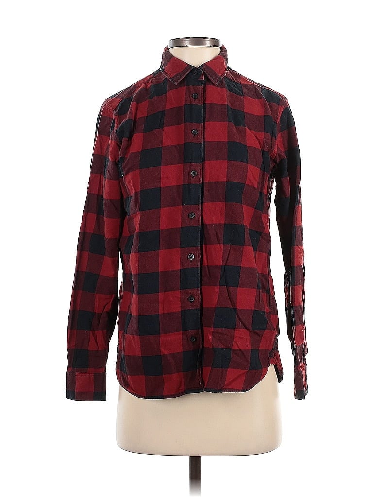Pre-owned Uniqlo Long Sleeve Button Down Shirt In Red