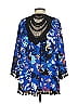 August Silk 100% Polyester Blue Kimono Size S - photo 2