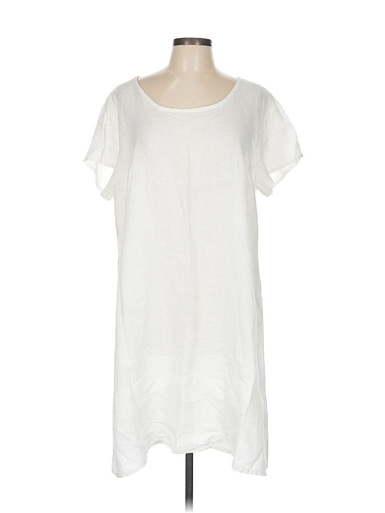 Flax 100% Linen White Casual Dress Size 10 - photo 1