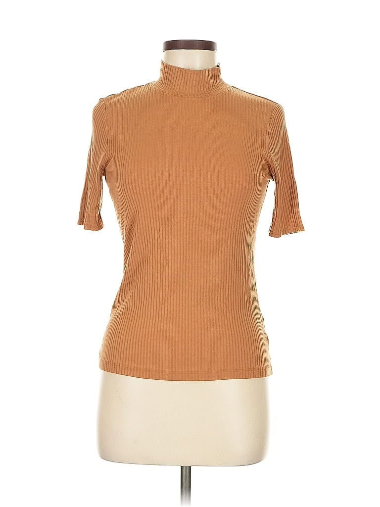 Pre-owned Rachel Zoe Tjx Short Sleeve Turtleneck In Brown