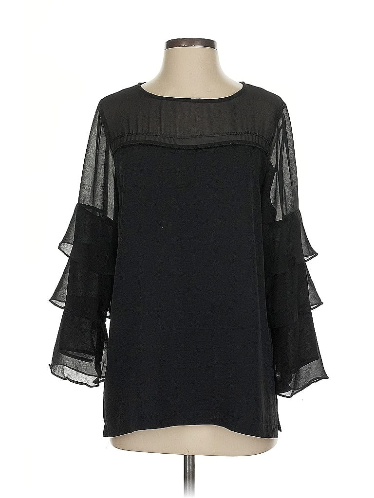 Pre-owned Hazel 3/4 Sleeve Blouse In Black