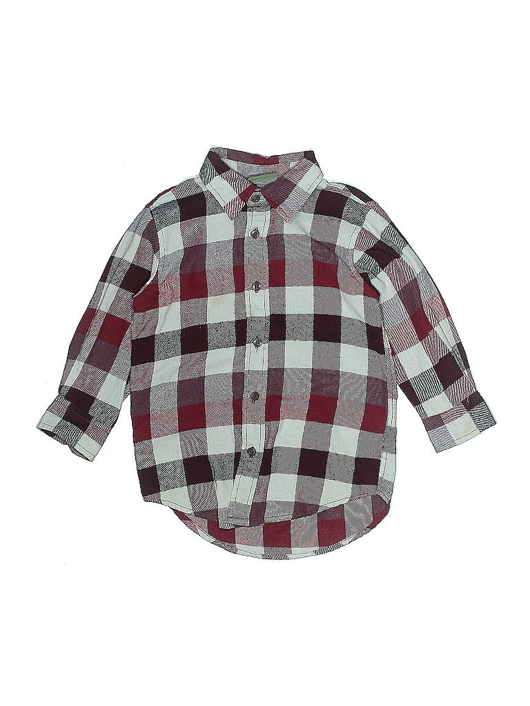 Bass Pro Shops Checkered-gingham Burgundy Long Sleeve Button-Down Shirt Size X-Small  (big kids) - photo 1