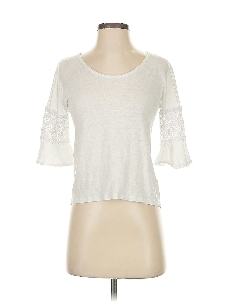Pre-owned Cynthia Rowley 3/4 Sleeve Top Ivory Scoop Neck Tops In White