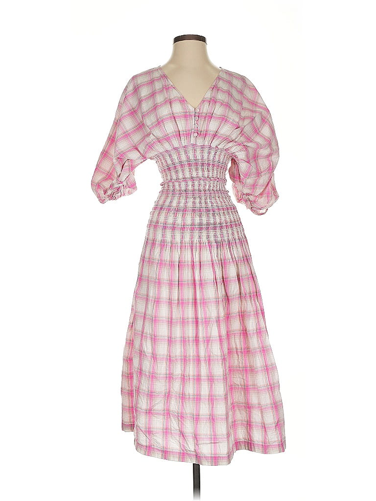 Nicholas 100% Cotton Checkered-gingham Pink Casual Dress Size 4 - photo 1
