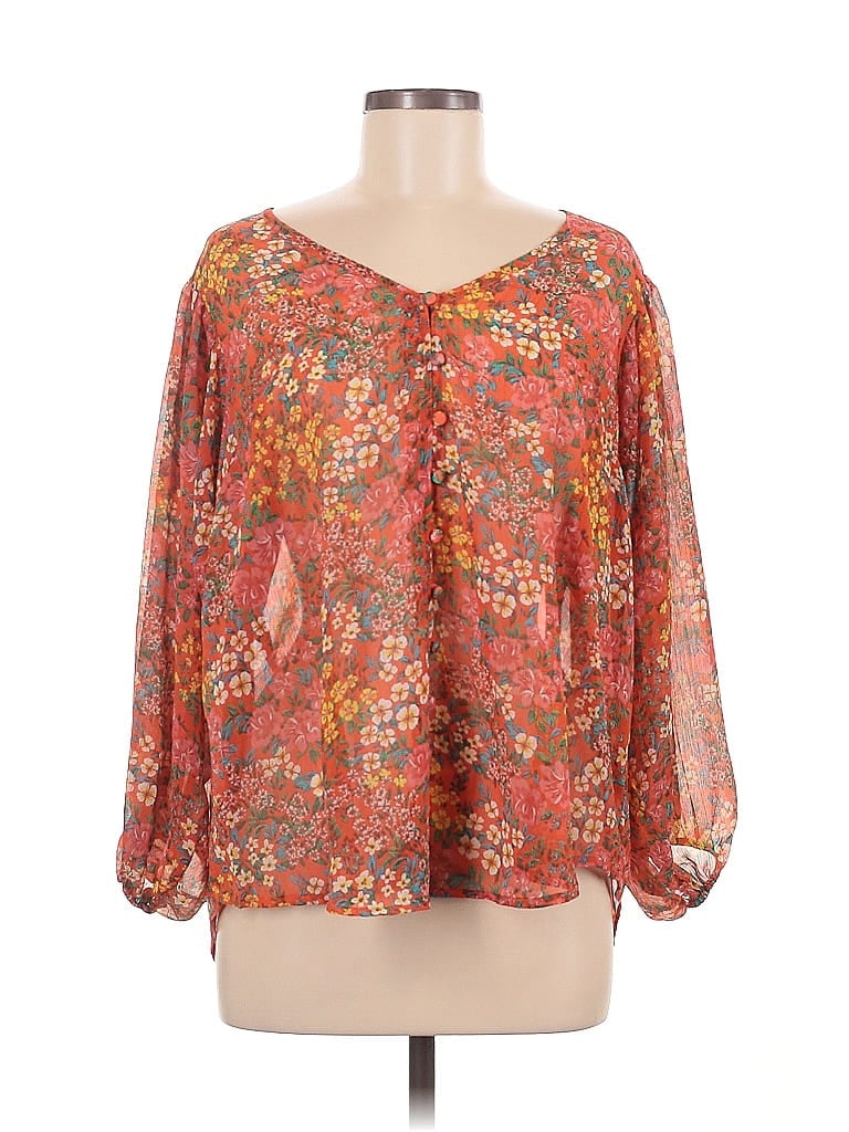 Click to view more detailed imagery on our partner's website Pre-owned Torrid 3/4 Sleeve Blouse In Orange