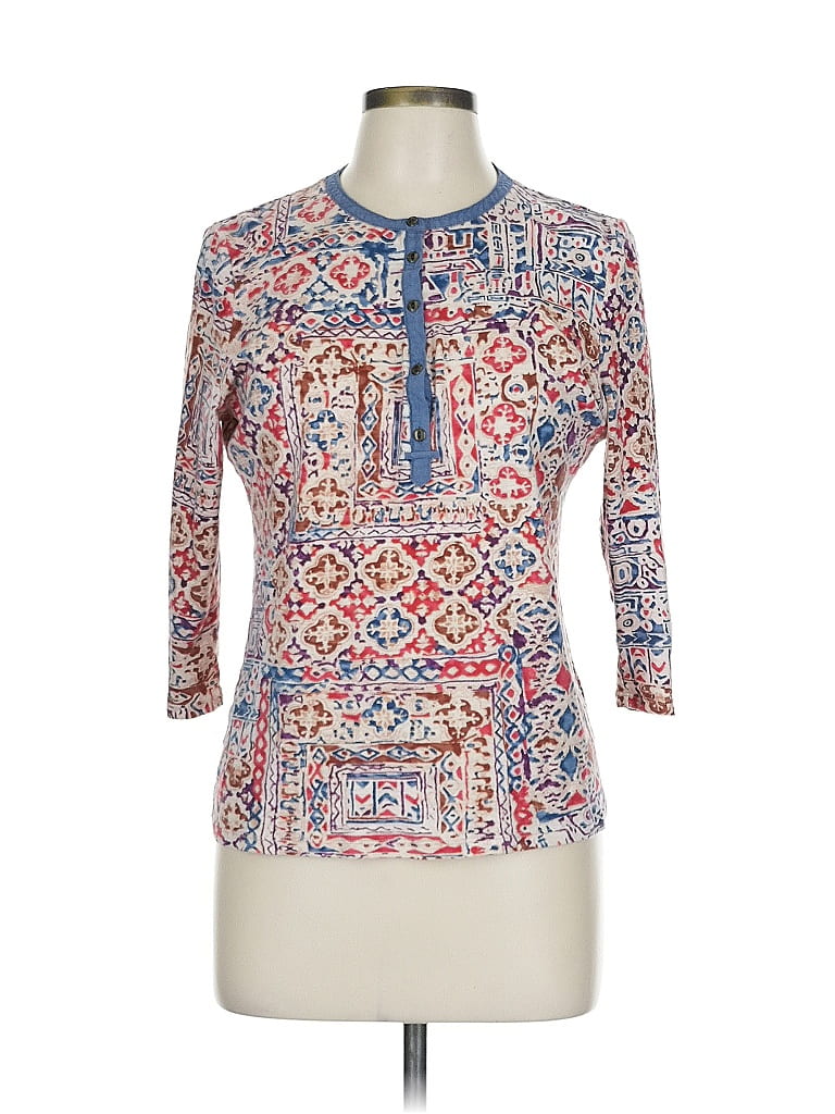 L-RL Lauren Active Ralph Lauren 100% Cotton Blue 3/4 Sleeve Top Size L - photo 1