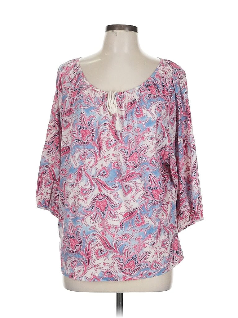 L-RL Lauren Active Ralph Lauren 100% Cotton Pink 3/4 Sleeve Blouse Size L - photo 1