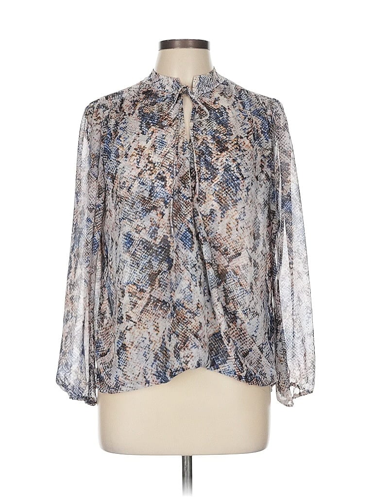 Veronica M. 100% Polyester Silver 3/4 Sleeve Blouse Size L - photo 1