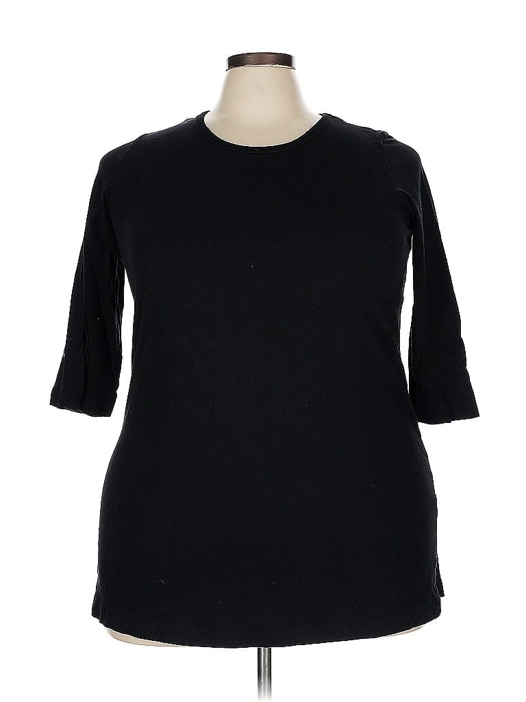 Woman Within 100% Cotton Black 3/4 Sleeve T-Shirt Size 18 - photo 1