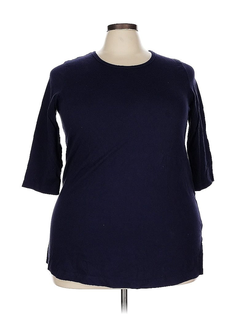Woman Within 100% Cotton Blue 3/4 Sleeve T-Shirt Size 18 - photo 1