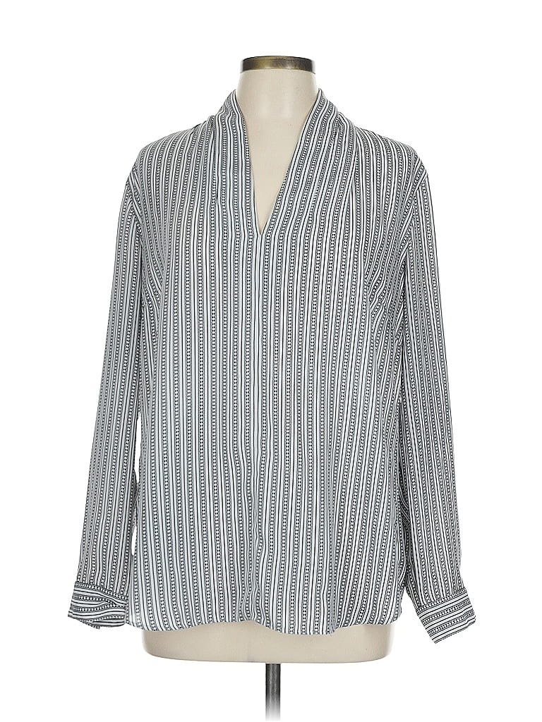 Pre-owned Ann Taylor Factory Long Sleeve Blouse In Gray