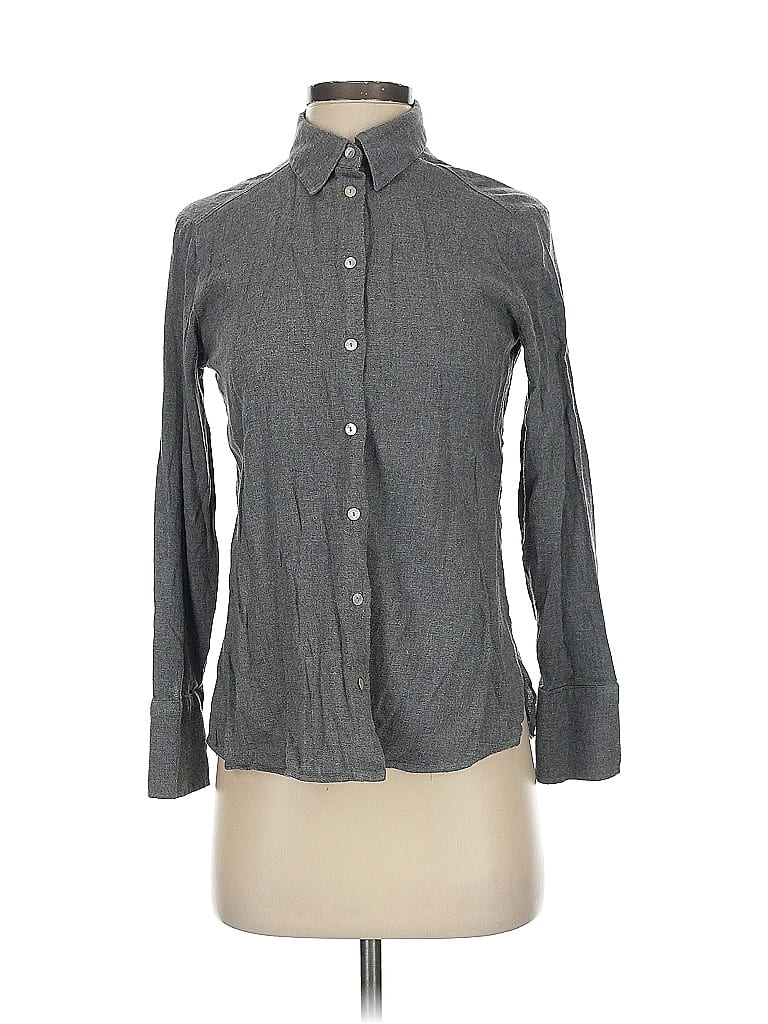 Pre-owned Massimo Dutti Long Sleeve Button Down Shirt In Gray