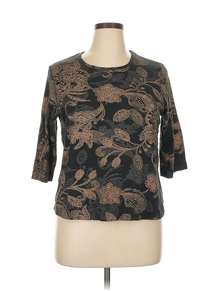 White Stag 100% Cotton Brown 3/4 Sleeve Top Size 1X - photo 1