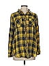 Mystree 100% Rayon Plaid Yellow Long Sleeve Button-Down Shirt Size M - photo 1