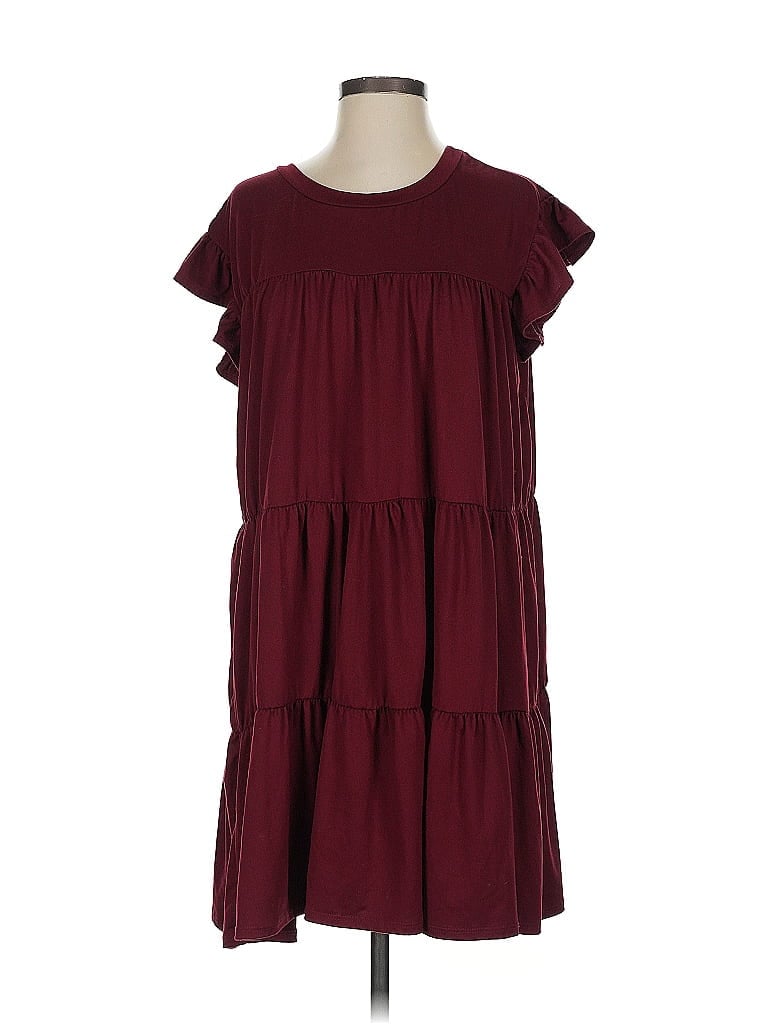 Entro Solid Burgundy Casual Dress Size S - photo 1