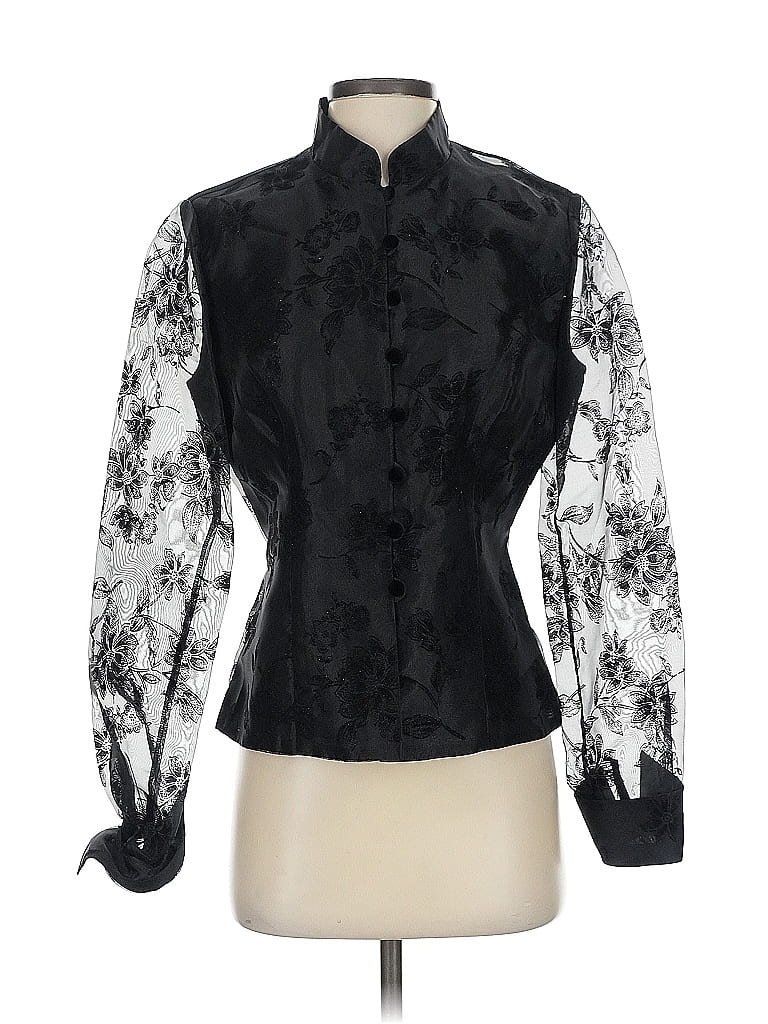 Alex Evenings 100% Polyester Black Long Sleeve Blouse Size S - photo 1