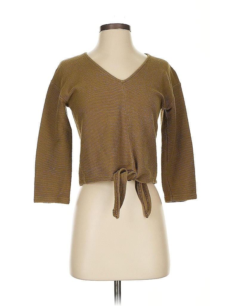 TeXTURE & THREAD Madewell 100% Cotton Brown 3/4 Sleeve Top Size S - photo 1