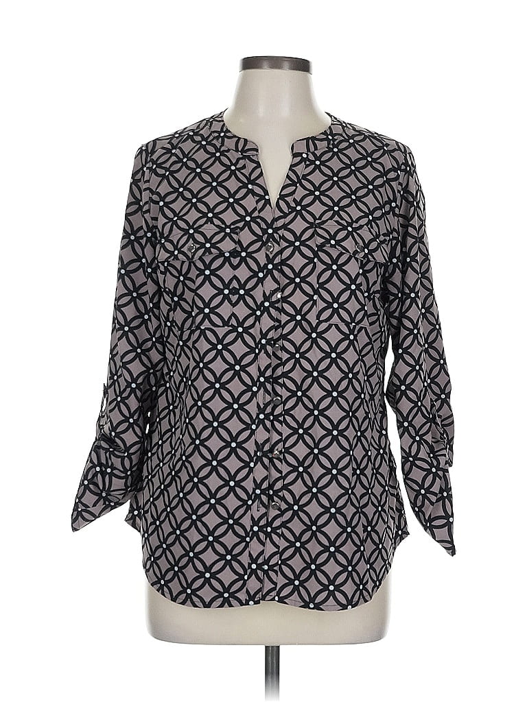 Pre-owned Notations 3/4 Sleeve Blouse In Gray