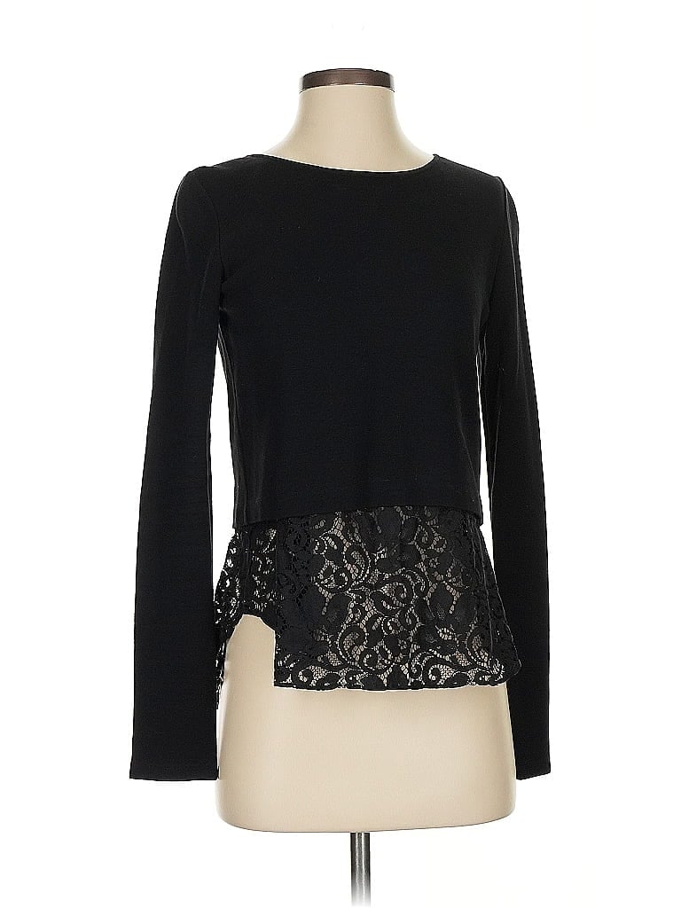 Pre-owned Theory Long Sleeve Top Black Boatneck Tops