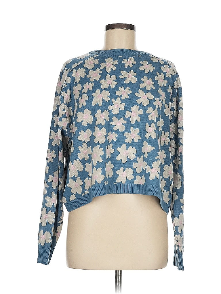 Spiritual Gangster Floral Blue Pullover Sweater Size M - photo 1