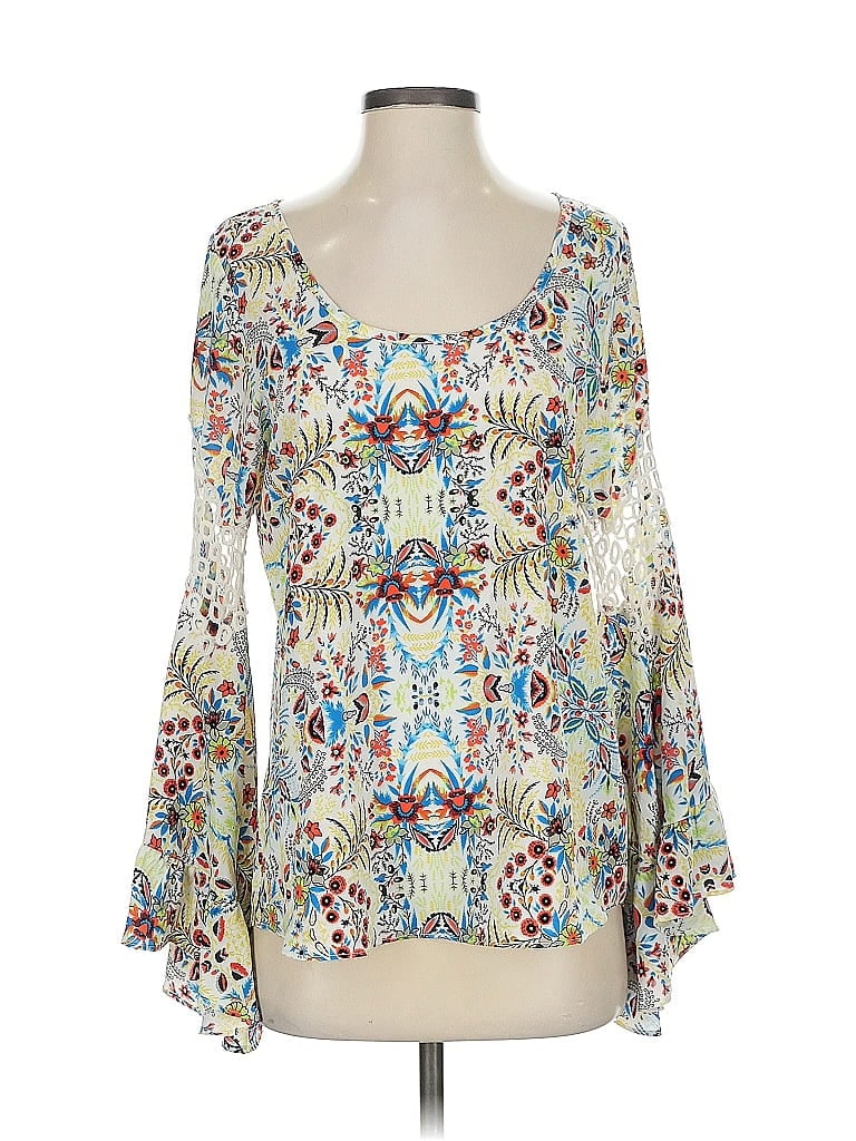 Pre-owned Voom By Joy Han Long Sleeve Blouse In White