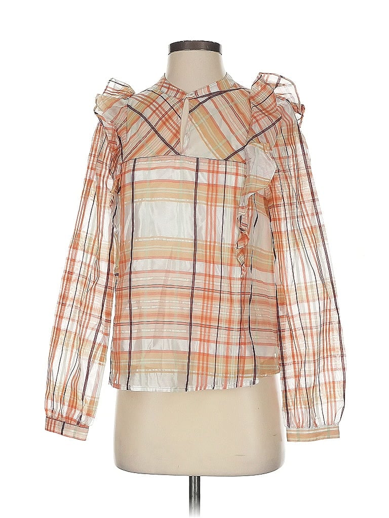 Pre-owned Current Air Long Sleeve Blouse In Orange