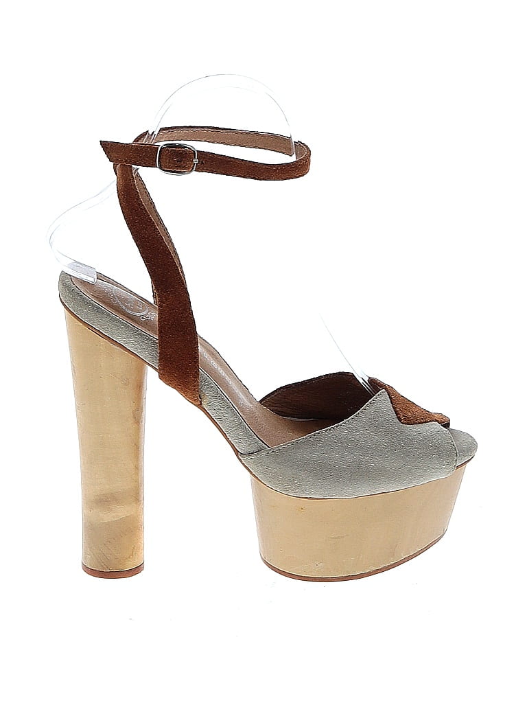 Jeffrey Campbell 100% Leather Color Block Gray Brown Heels Size EU 37 - photo 1