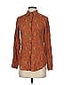 Fossil 100% Silk Print Brown Long Sleeve Silk Top Size XS - photo 1