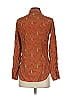 Fossil 100% Silk Print Brown Long Sleeve Silk Top Size XS - photo 2