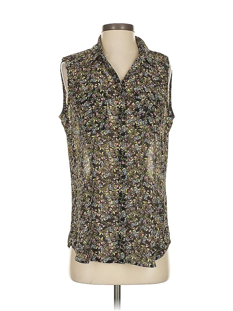 Pre-owned Banana Republic Sleeveless Button Down Shirt In Green