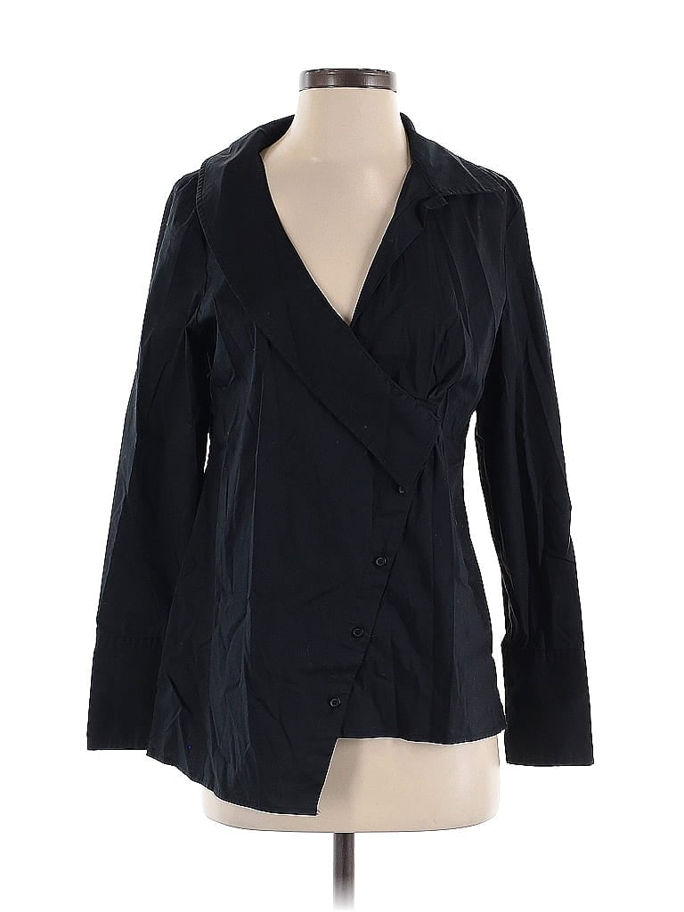 Pre-owned Halogen Long Sleeve Blouse In Black