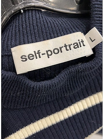 Self-Portrait Black Blue Long Sleeve Top Size L