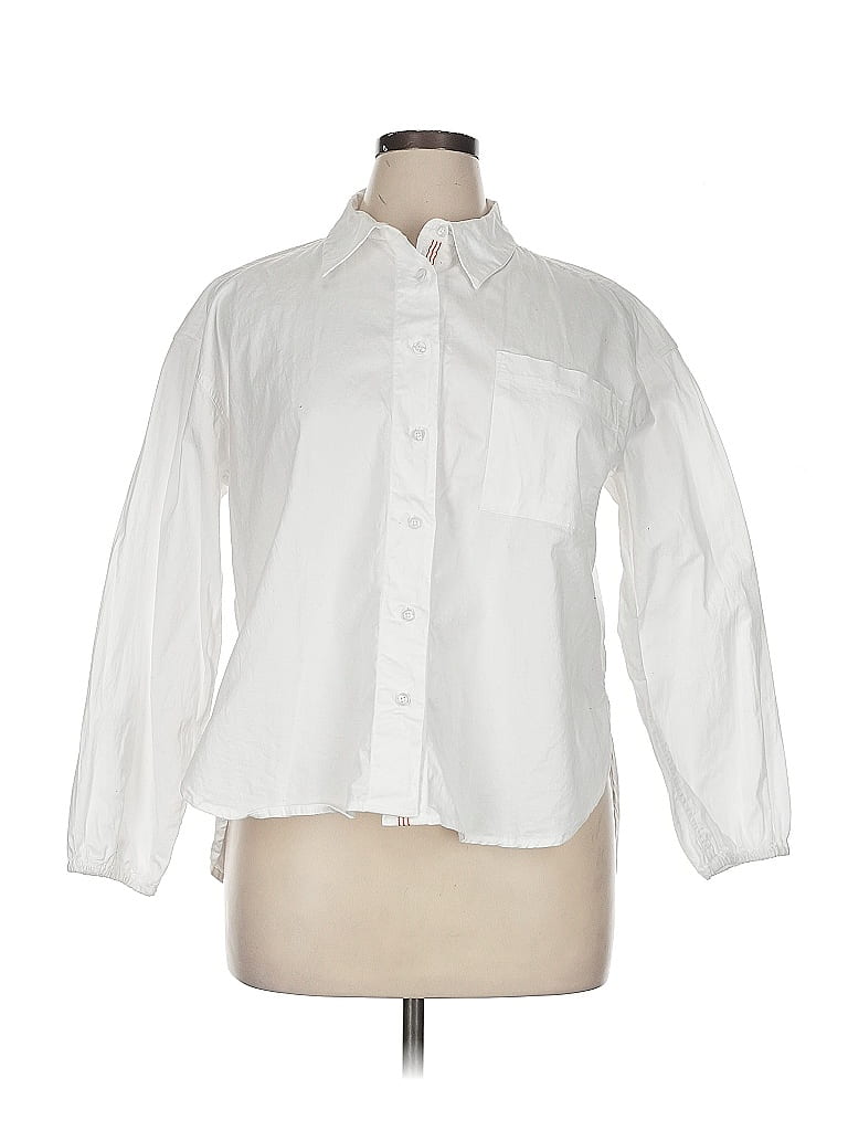 Sundry Solid White 3/4 Sleeve Button-Down Shirt Size XL - photo 1