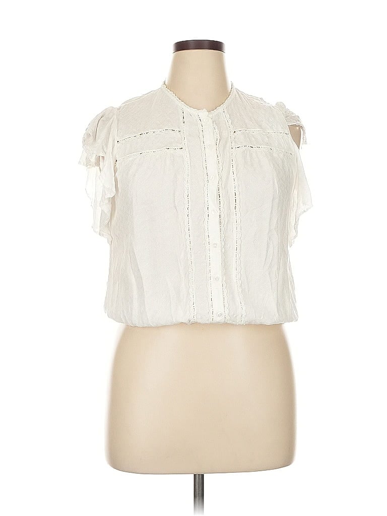 Pre-owned American Rag Cie Short Sleeve Blouse In White