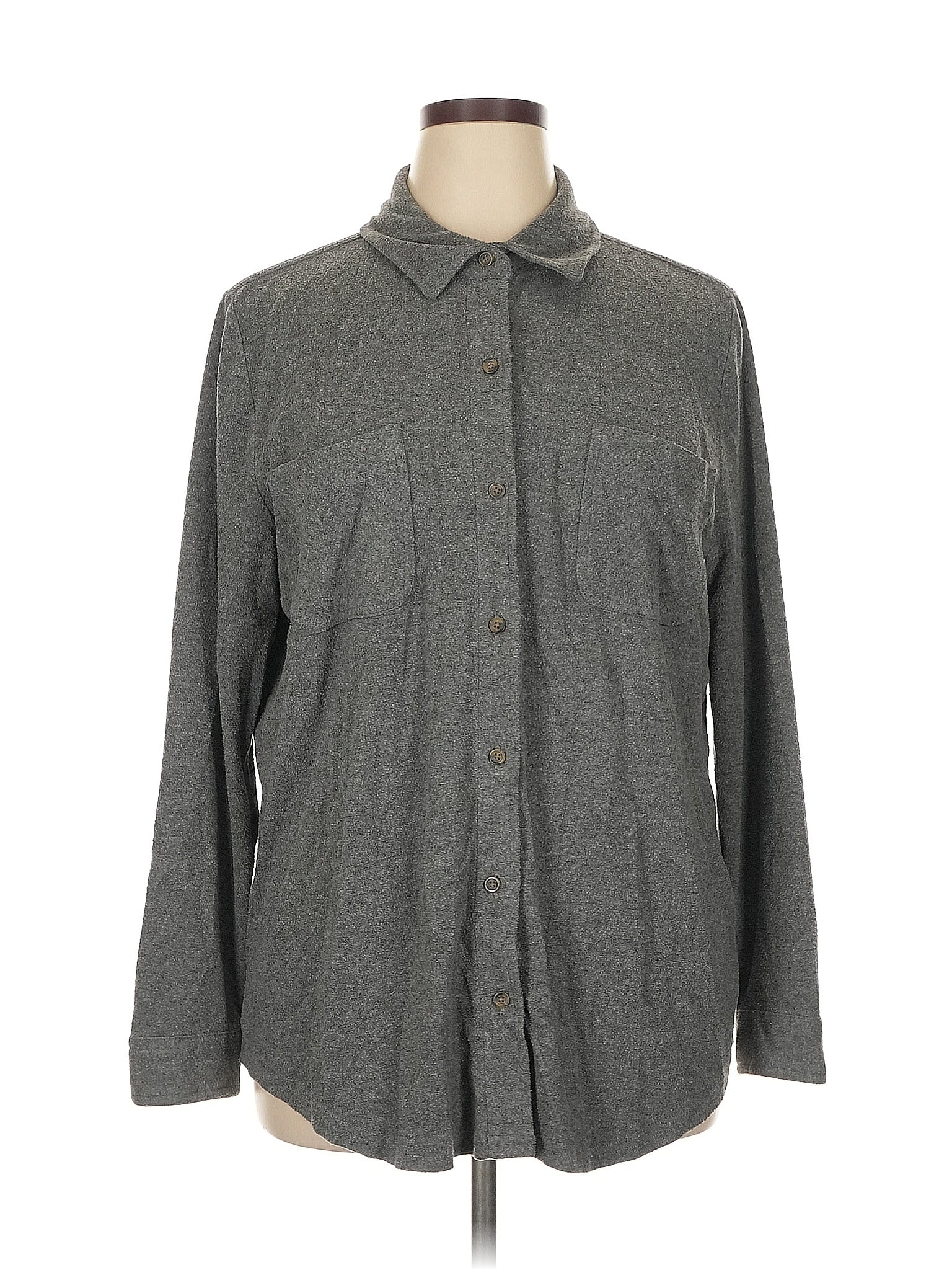 Lucky Brand Tweed Gray Long Sleeve Blouse Size XL
