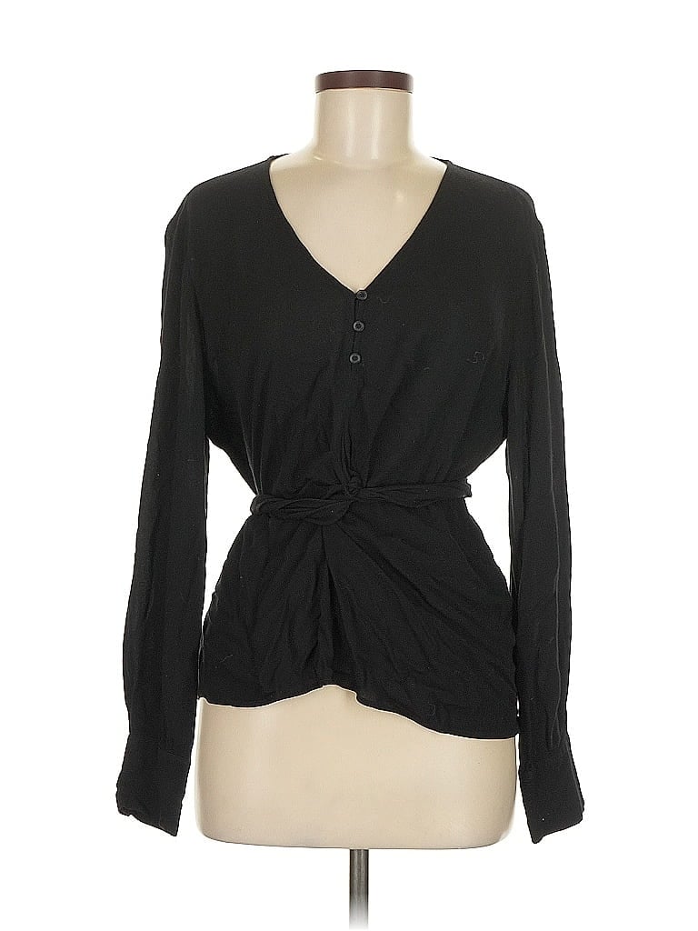Pre-owned Greylin Long Sleeve Blouse In Black