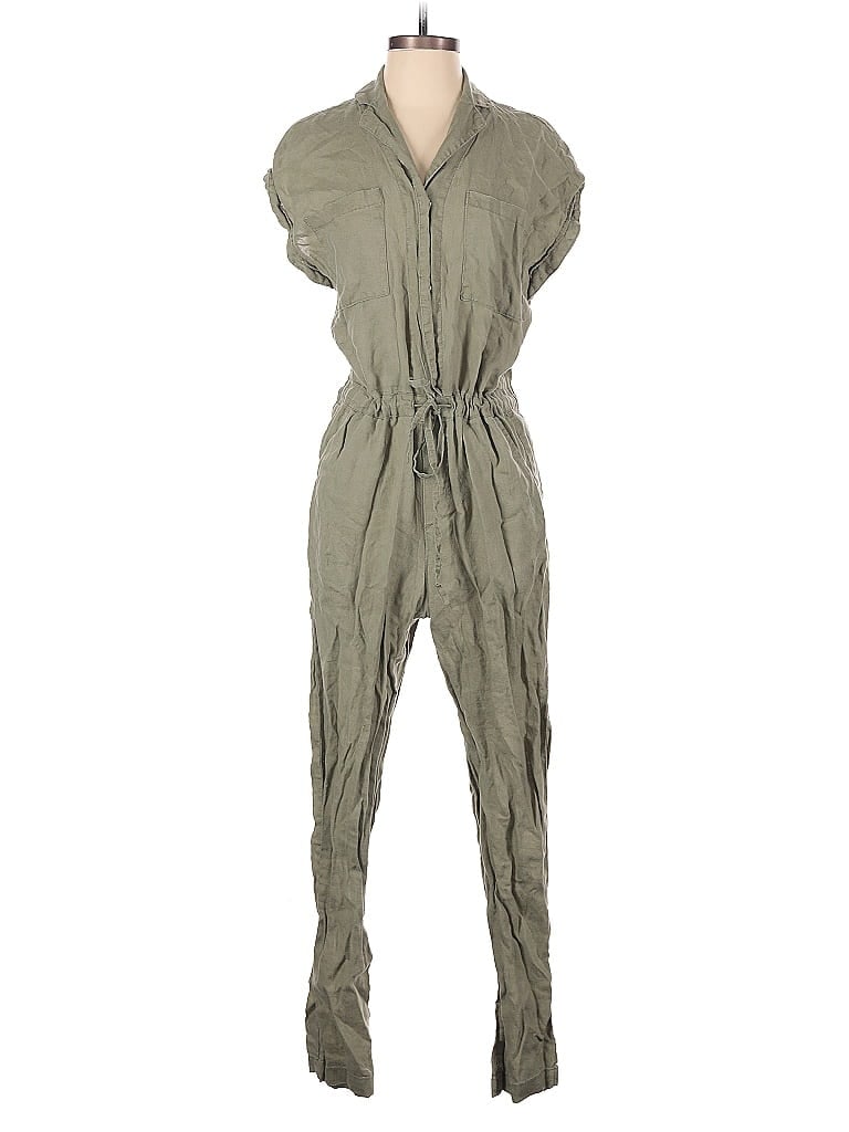Magaschoni 100% Linen Solid Green Jumpsuit Size 4 - photo 1