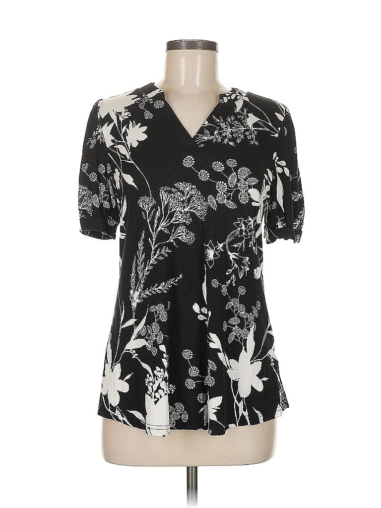 AALLYN Black Short Sleeve Blouse Size M - photo 1