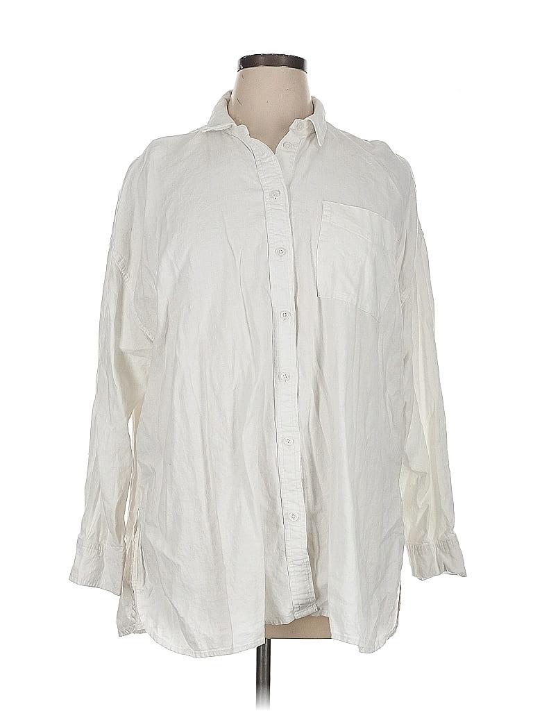 Pre-owned Assorted Brands Long Sleeve Button Down Shirt In White