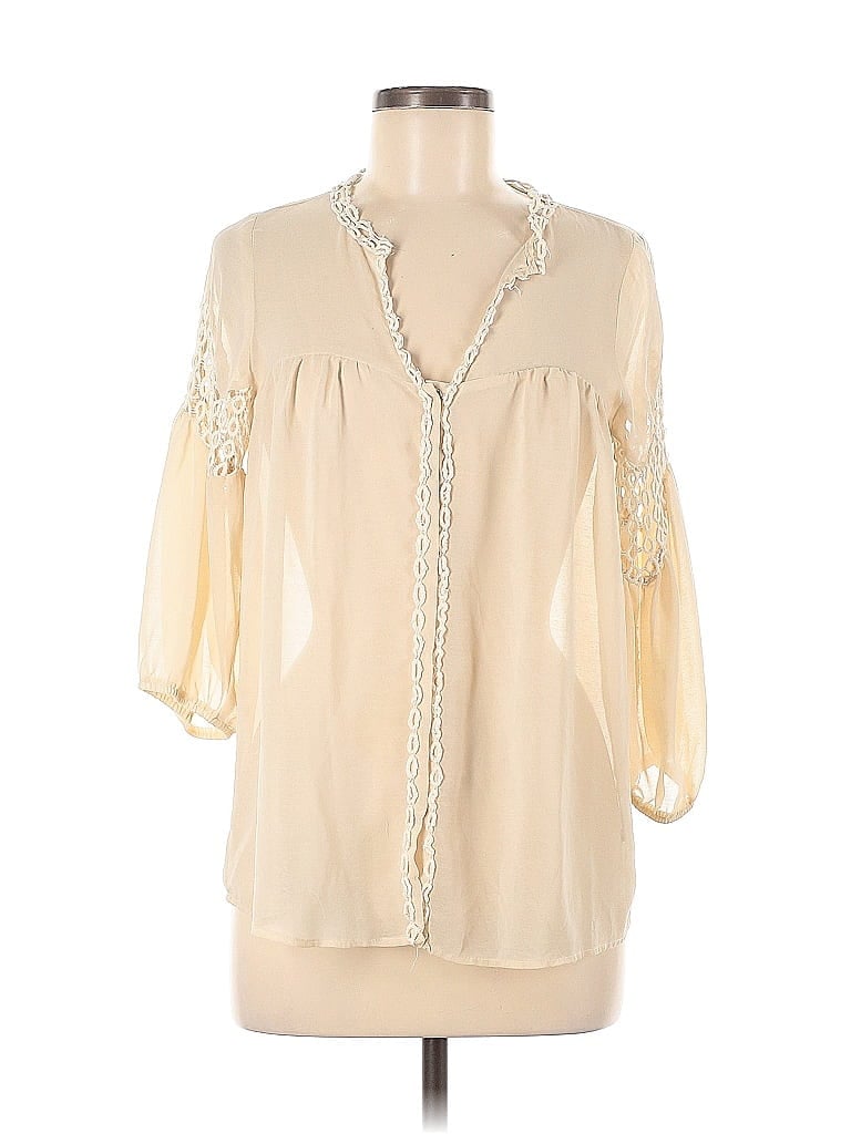 Pre-owned Love Stitch 3/4 Sleeve Blouse In Brown