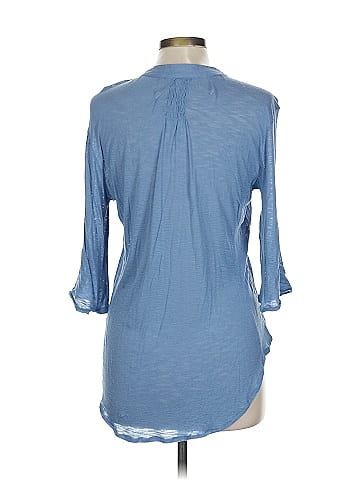 Indigo 3/4 Sleeve Button-Down Shirt (view 2)