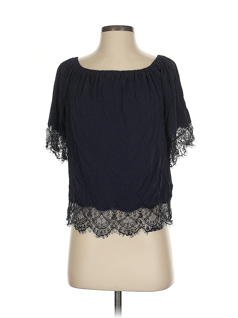 Pre-owned Banana Republic Short Sleeve Blouse In Black